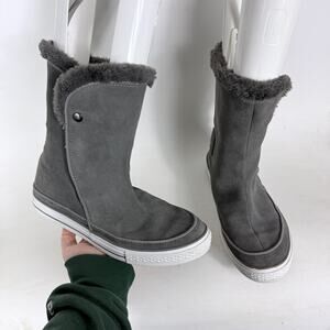 Converse All Star CT Beverly Winter Boot Women 9 Gray Leather Lined Snap Outdoor